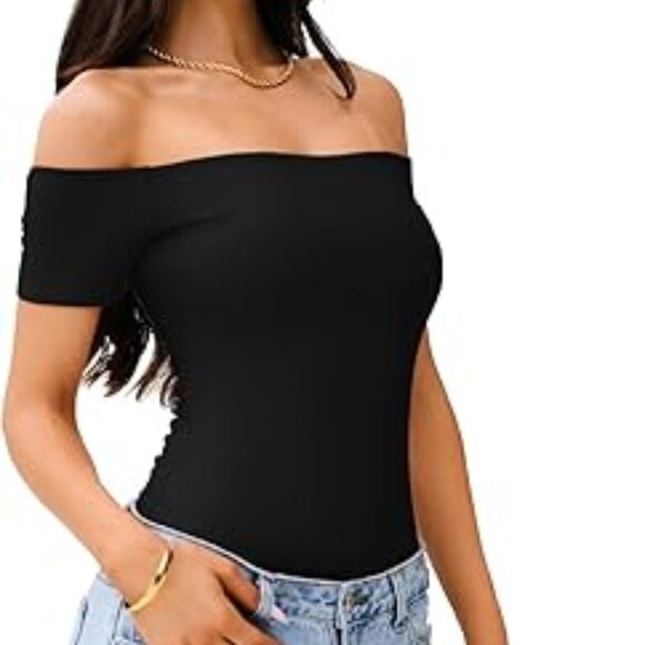 Y2K Sexy Off-Shoulder Bodysuit | Black Onyx Backless Snatched Top (XXL) - Picture 5 of 6